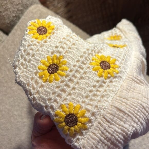 Btween Girls Sunflower Embroidered Cream Dress - Picture 7 of 10